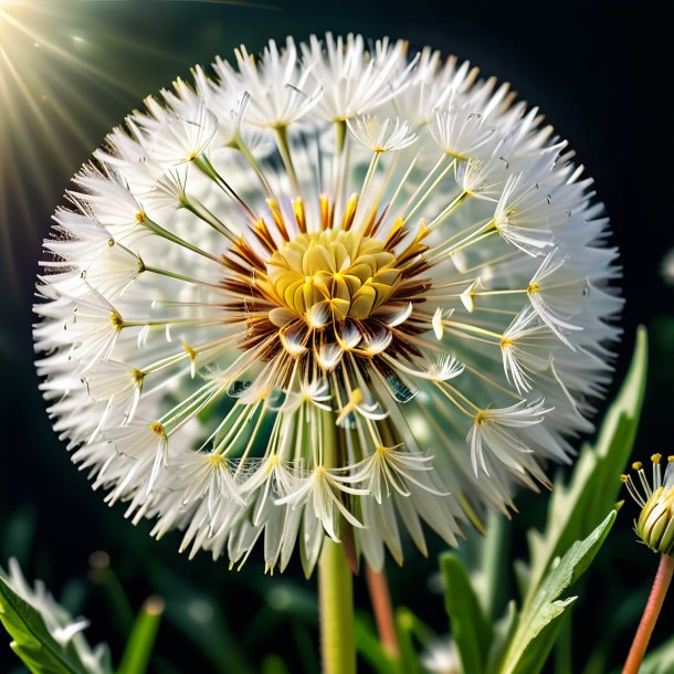 Depicting of a white dandelion