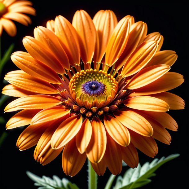 "illustration of a orange daisy, double"