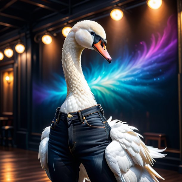 Imagem de um cisne em um jeans preto