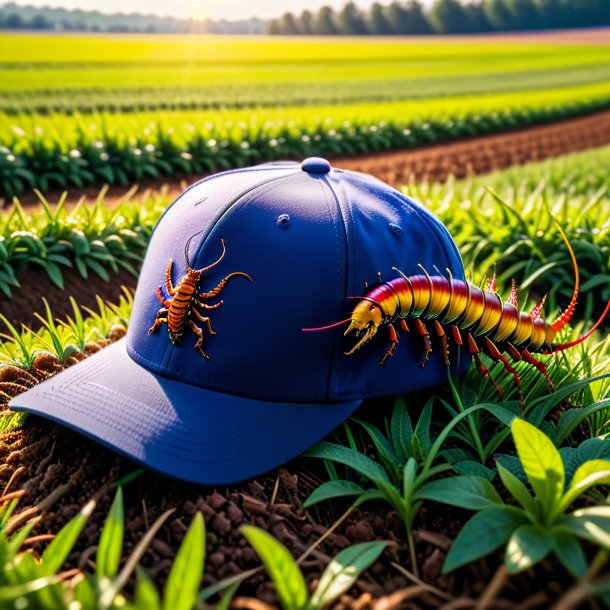 Photo d'un centipede dans une casquette sur le champ