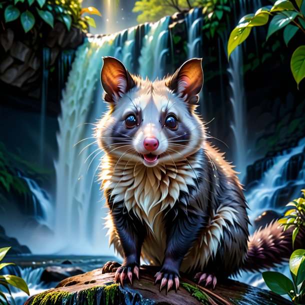 Pic d'un cri d'opossum dans la cascade