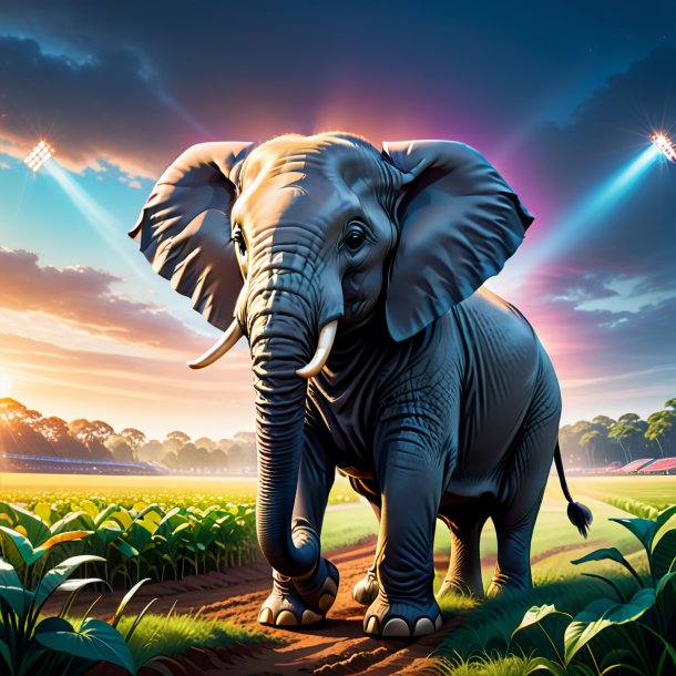 Ilustração de um elefante em uma luva no campo