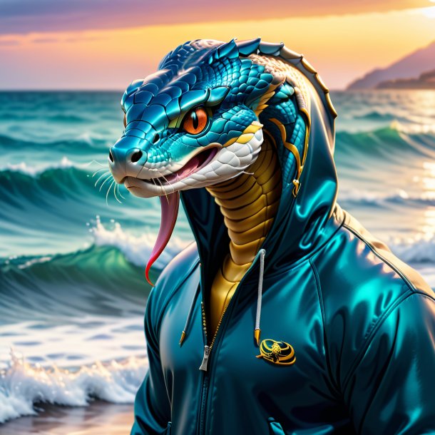 Picture of a cobra in a hoodie in the sea