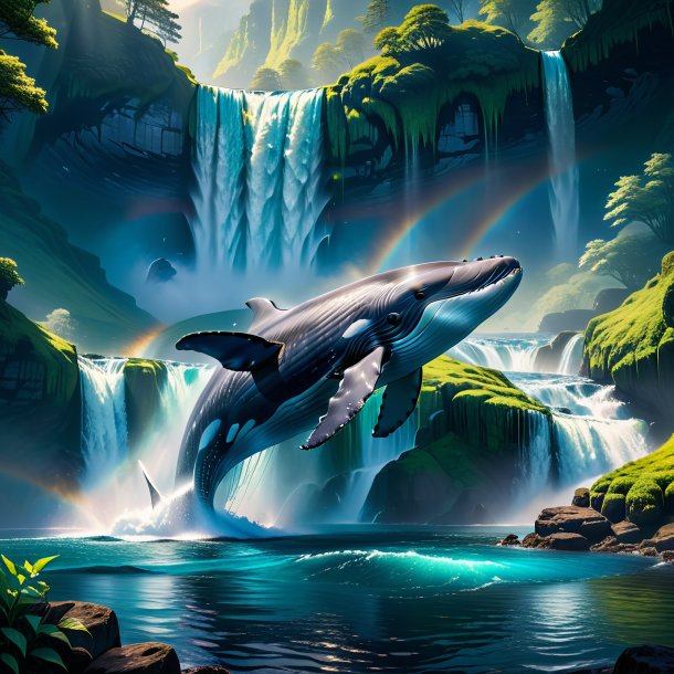 Picture of a resting of a whale in the waterfall