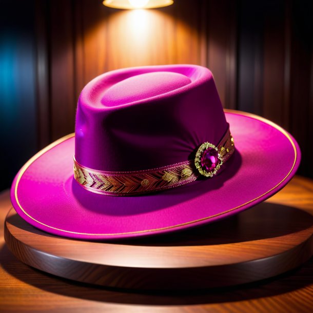 Photography of a magenta hat from wood