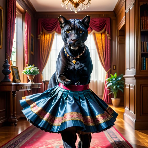 Picture of a panther in a skirt in the house