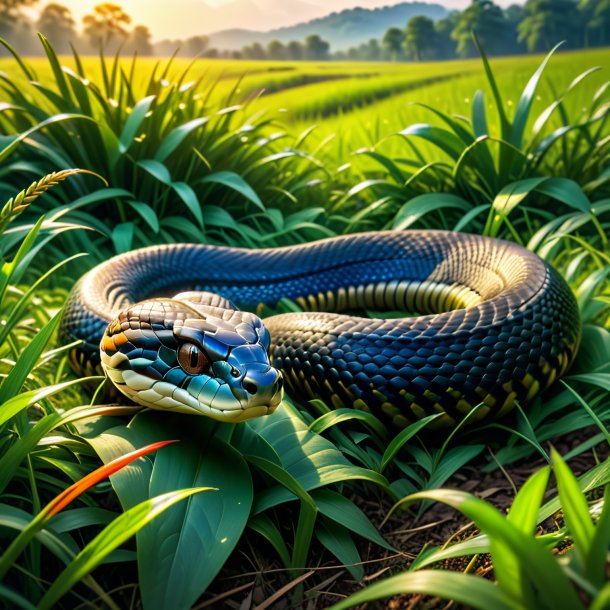 Foto de um sono de uma cobra no prado