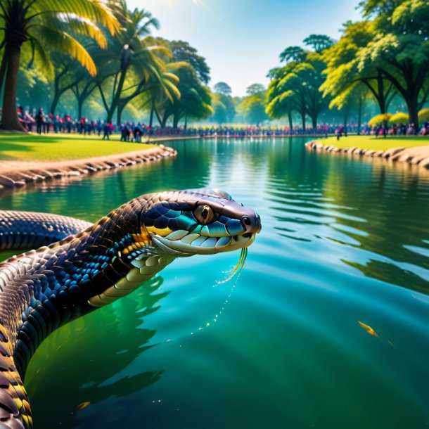 Picture of a swimming of a cobra in the park