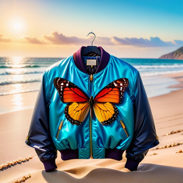 Pic of a butterfly in a jacket on the beach