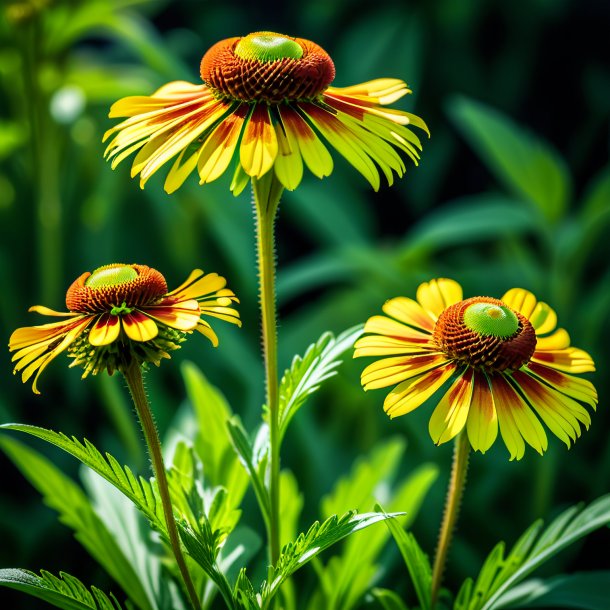 "image of a green helenium, smooth"