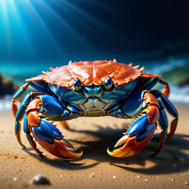 Image of a crab in a blue belt