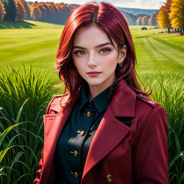 Portrait of a crimson coat from grass
