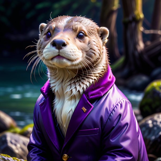 Photo d'une loutre dans une veste pourpre