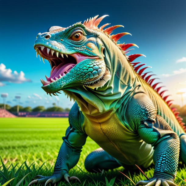 Image of a angry of a iguana on the field