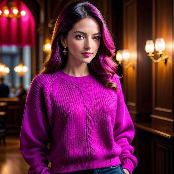 Photography of a fuchsia sweater from iron