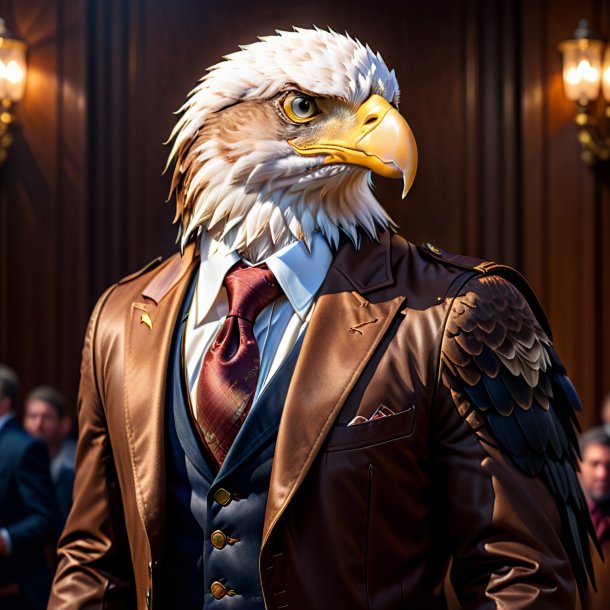 Picture of a eagle in a brown jacket