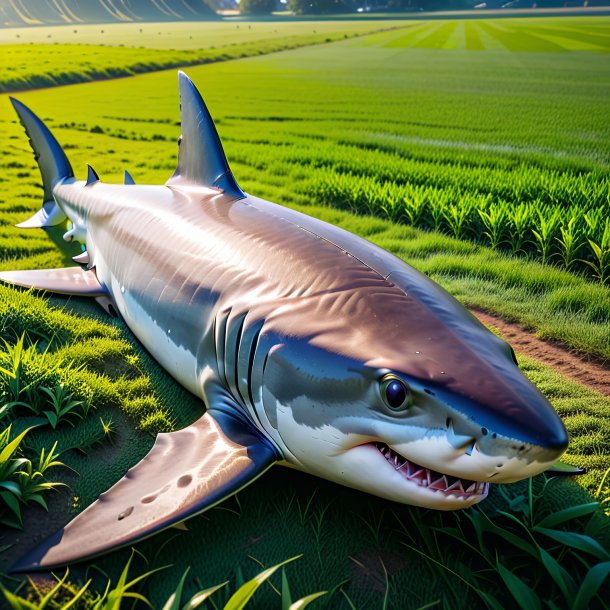 Photo of a resting of a shark on the field