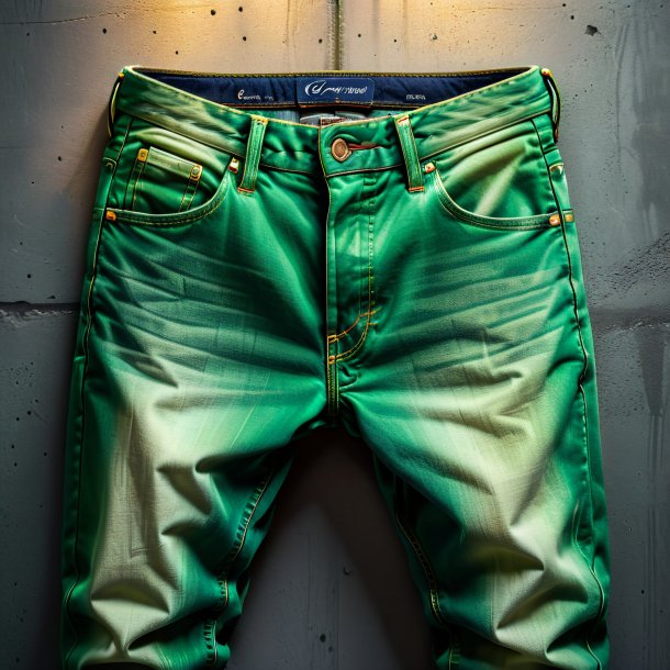 Photo of a green jeans from concrete