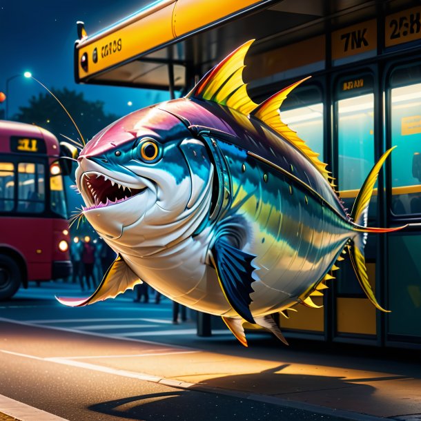 Image of a dancing of a tuna on the bus stop