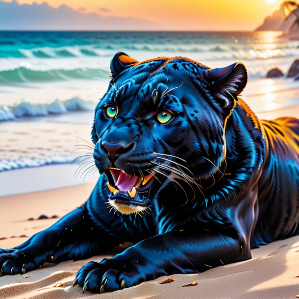 Picture of a crying of a panther on the beach