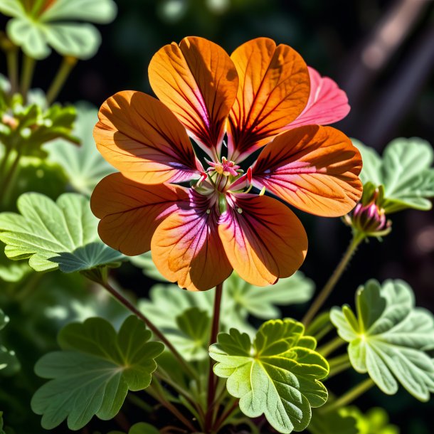 "picture of a brown geranium, clouded"