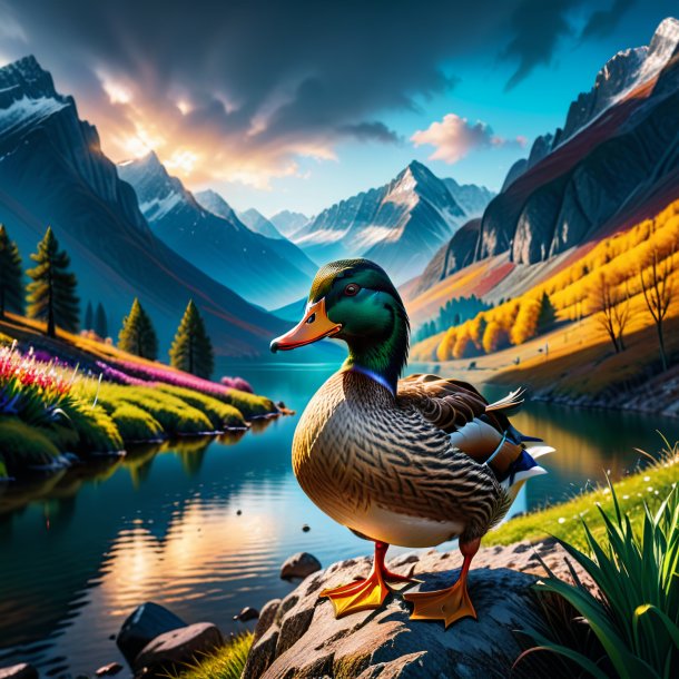 Picture of a threatening of a duck in the mountains