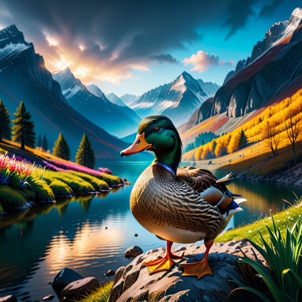 Photo d'une menace d'un canard dans les montagnes