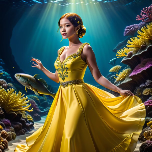 Image of a eel in a yellow dress