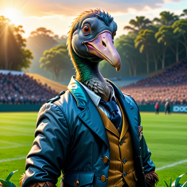 Drawing of a dodo in a jacket on the field