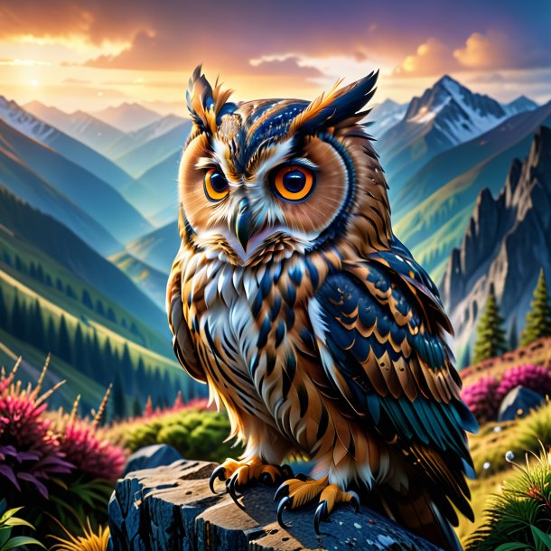 Image of a crying of a owl in the mountains