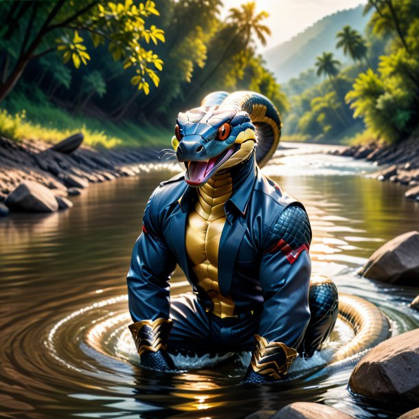 Photo of a cobra in a trousers in the river