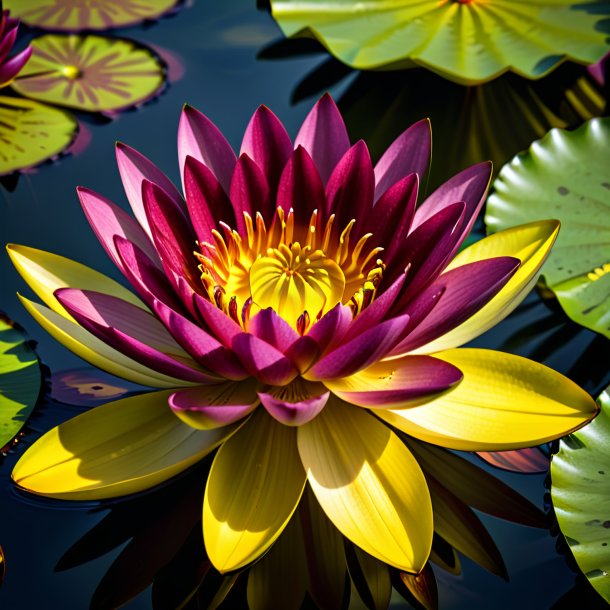 "figure of a maroon water lily, yellow"