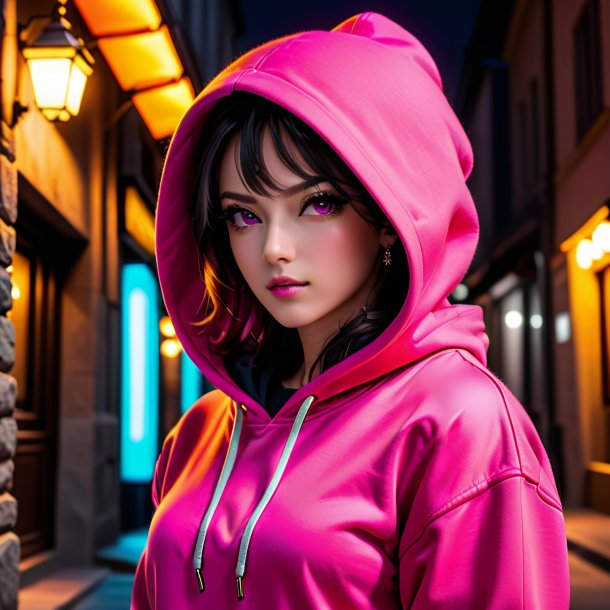 Photography of a hot pink hoodie from stone