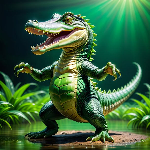 Image of a green dancing alligator