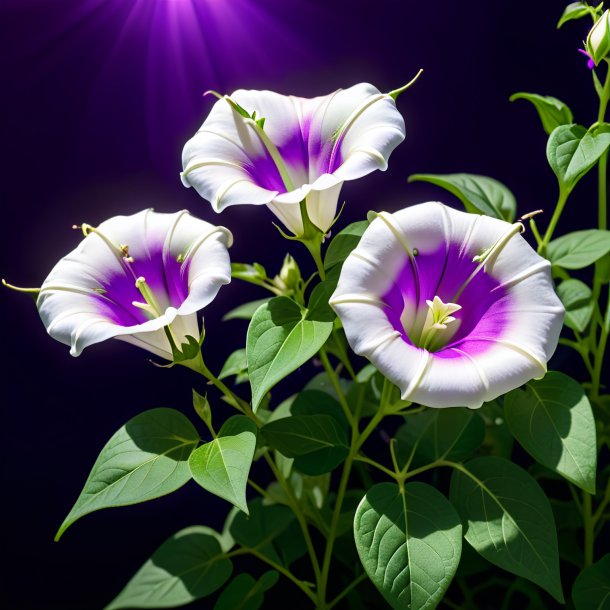 "photography of a ivory bindweed, purple"