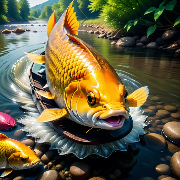 Image of a carp in a shoes in the river