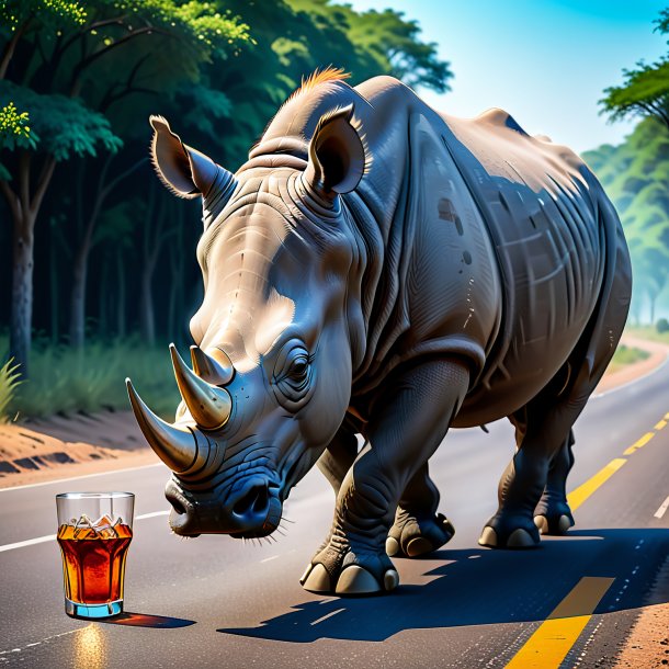 Image of a drinking of a rhinoceros on the road