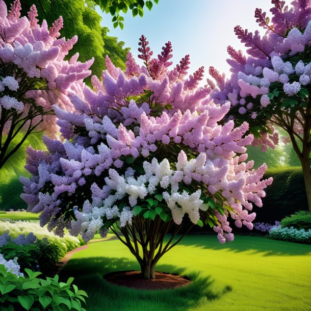 "portrayal of a olden lilac, white"
