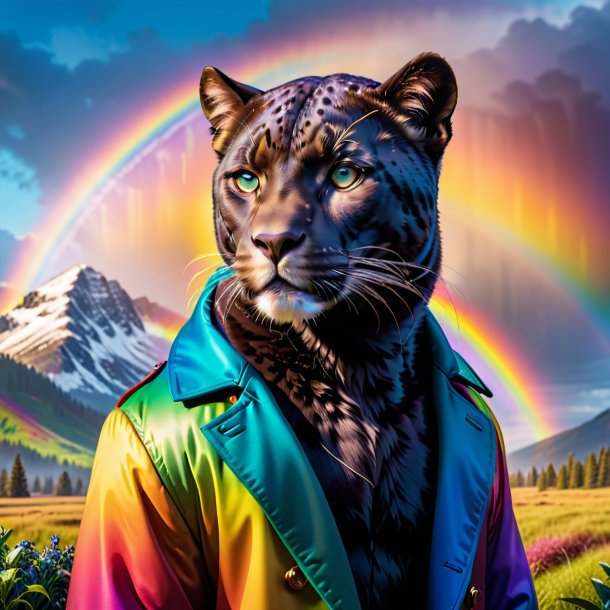 Image of a panther in a coat on the rainbow