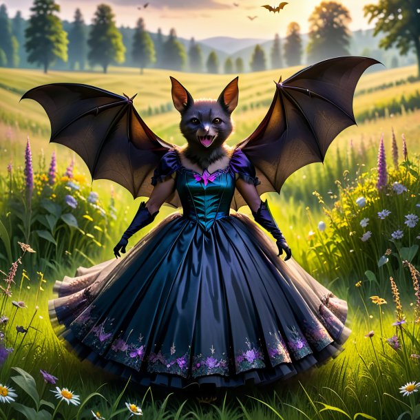 Image d'une chauve-souris dans une robe dans la prairie