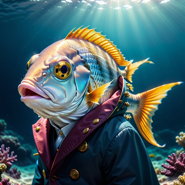 Pic d'un poisson dans un manteau dans la mer