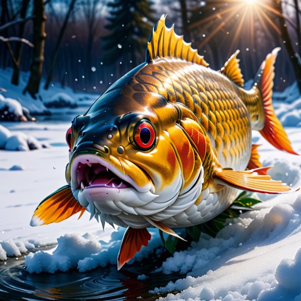 Photo of a crying of a carp in the snow