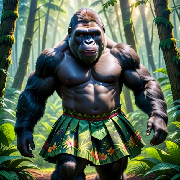 Image of a gorilla in a skirt in the forest