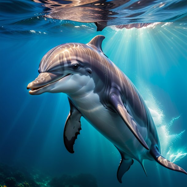 Picture of a dolphin in a coat in the sea