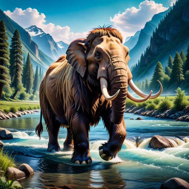 Photo of a mammoth in a trousers in the river