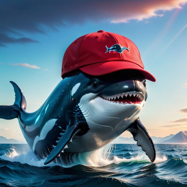 Pic of a whale in a red cap