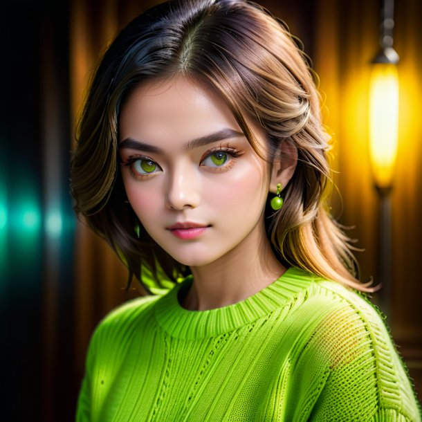 Portrait of a lime sweater from metal