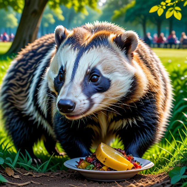 Picture of a eating of a badger in the park