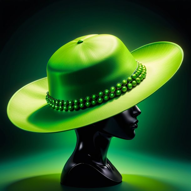 Illustration of a pea green hat from polyethylene