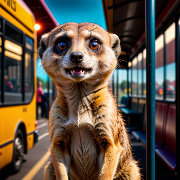 Foto de un enojado de un suricato en la parada de autobús